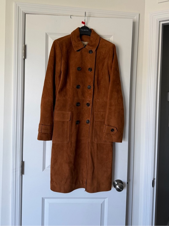 Talbots Jackets & Blazers - Talbots Brown Suede Double-Breasted Trench Coat